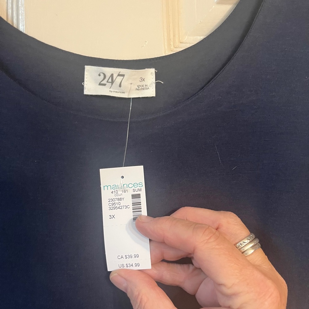 NWT Maurices Dark Blue and Light Blue Patterned Midi Dress - Picture 4 of 8